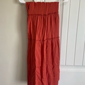 Burnt orange ruffle maxi skirt